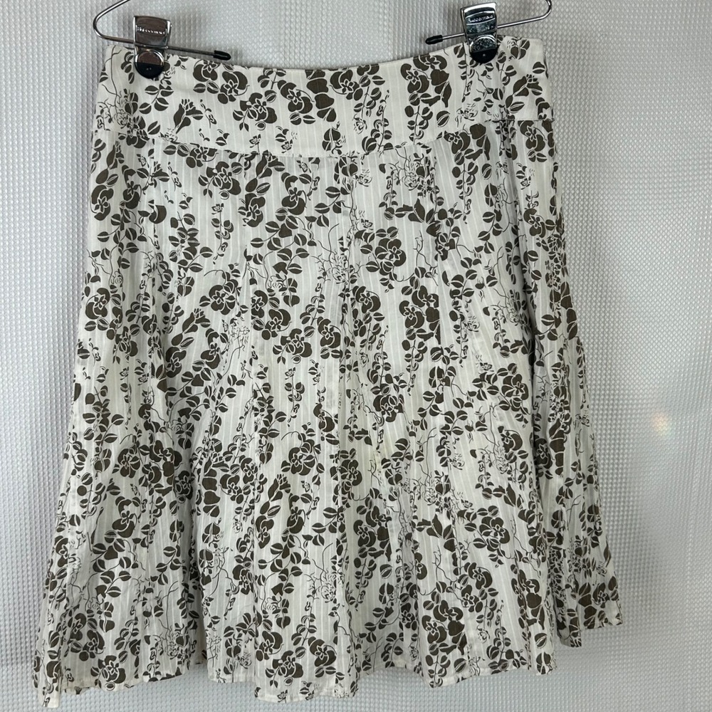 Alex Marie Womens Brown White Floral Cotton A-Line Skirt Sz 10 cottagecore boho